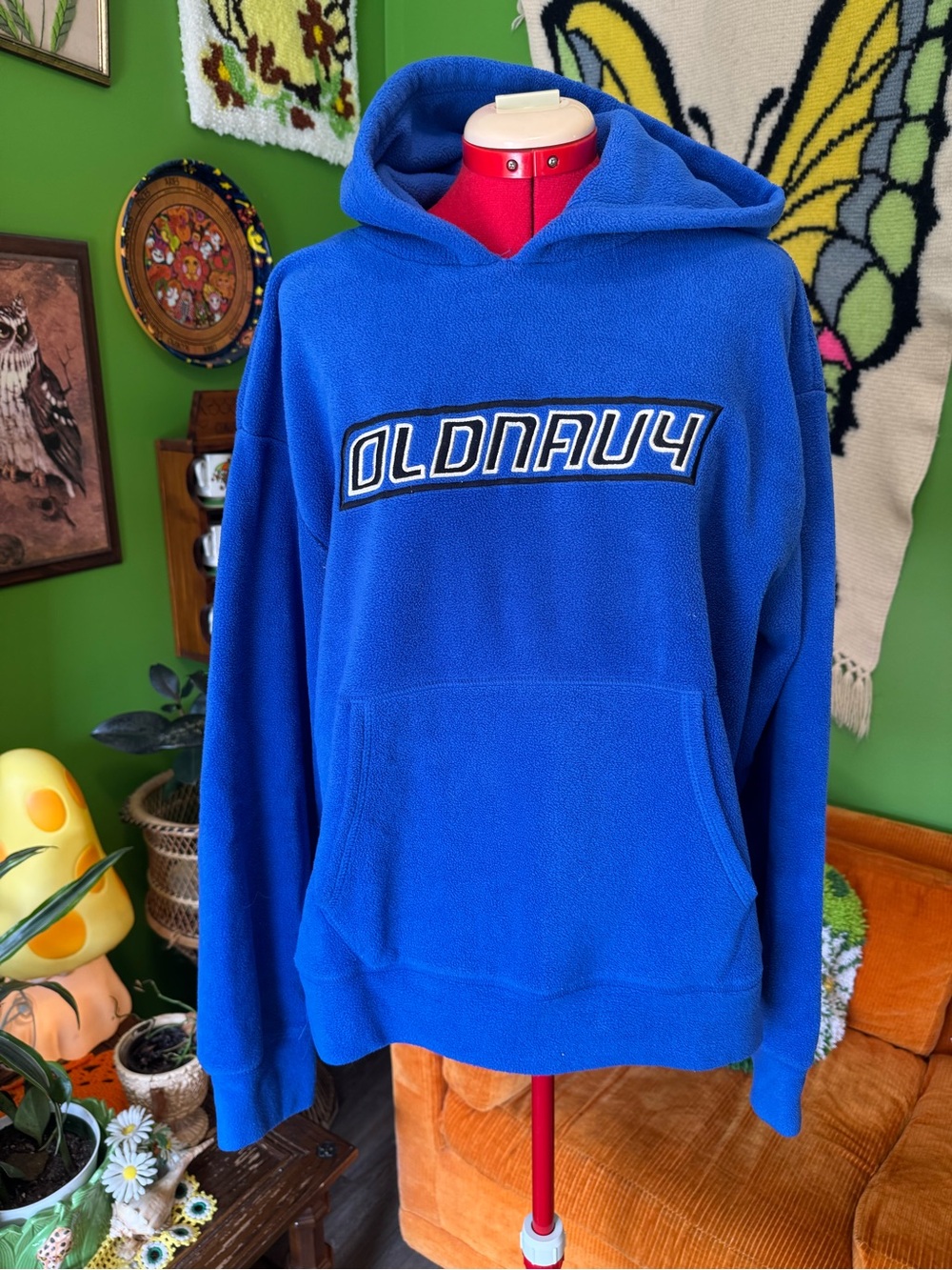 Old Navy Men’s Bright Blue Fleece Hoodie with Logo